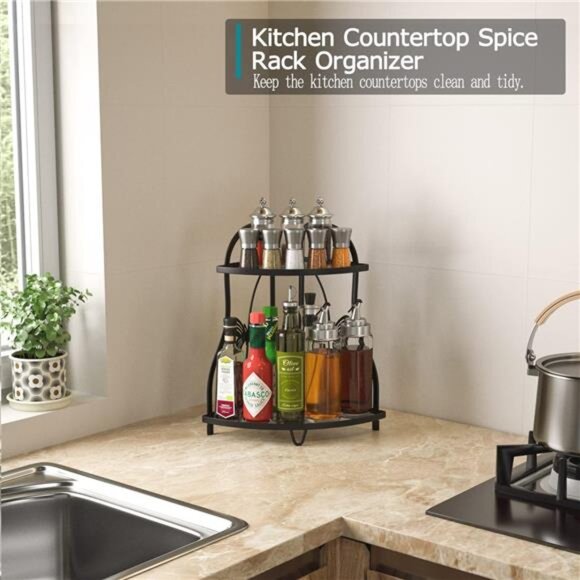 Corner Bathroom Sink Organizer Countertop Shelf, Kitchen Corner Spice Rack - Picture 5 of 7